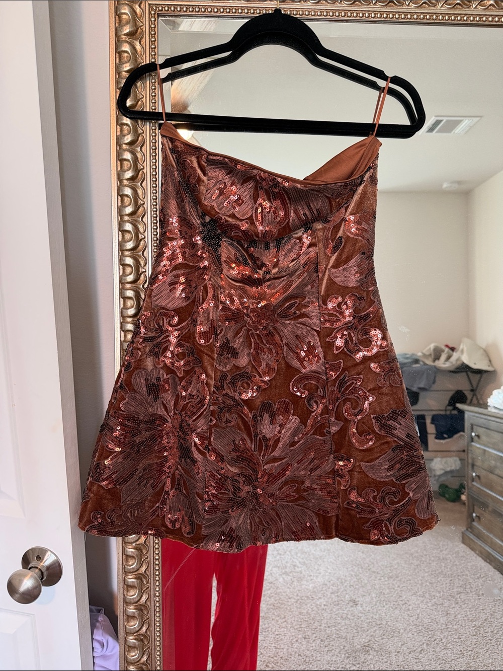 Lena Copper Sequin Floral Mini Dress